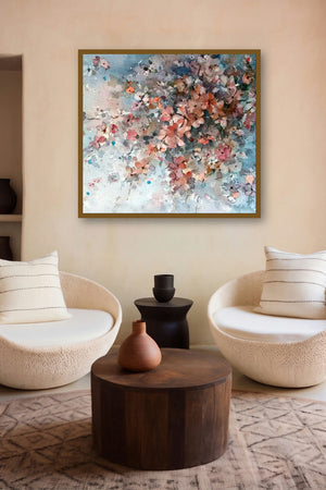 Delicate (Abstract Floral Watercolor) by artist Asit Singh displayed in a Minimalist gallery