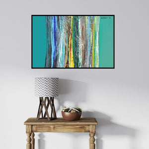 In-situ view of Arun K Mishra's 'Deluge (Rhythm and Structure)' painting in a room