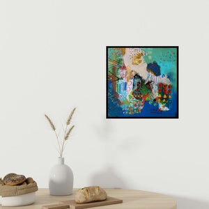 In-situ view of Sandeep Singh's 'Democracy 1 (A Vibrant Tapestry)' painting in a room