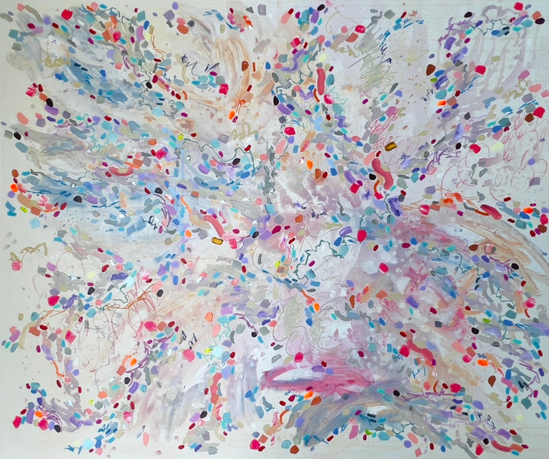 Dependability Of Change' abstract mixed-media painting by artist Sheena Bajaria, 60x78 inch, on canvas