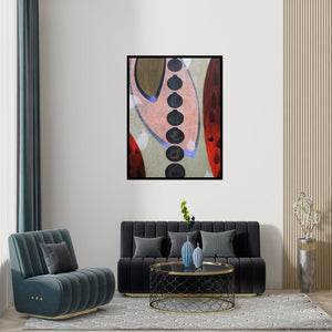 Preview of 'Depth Of Life 1 (The Vessel and the Void)' Painting by Pravin Shinde shown on a wall in a furnished room.