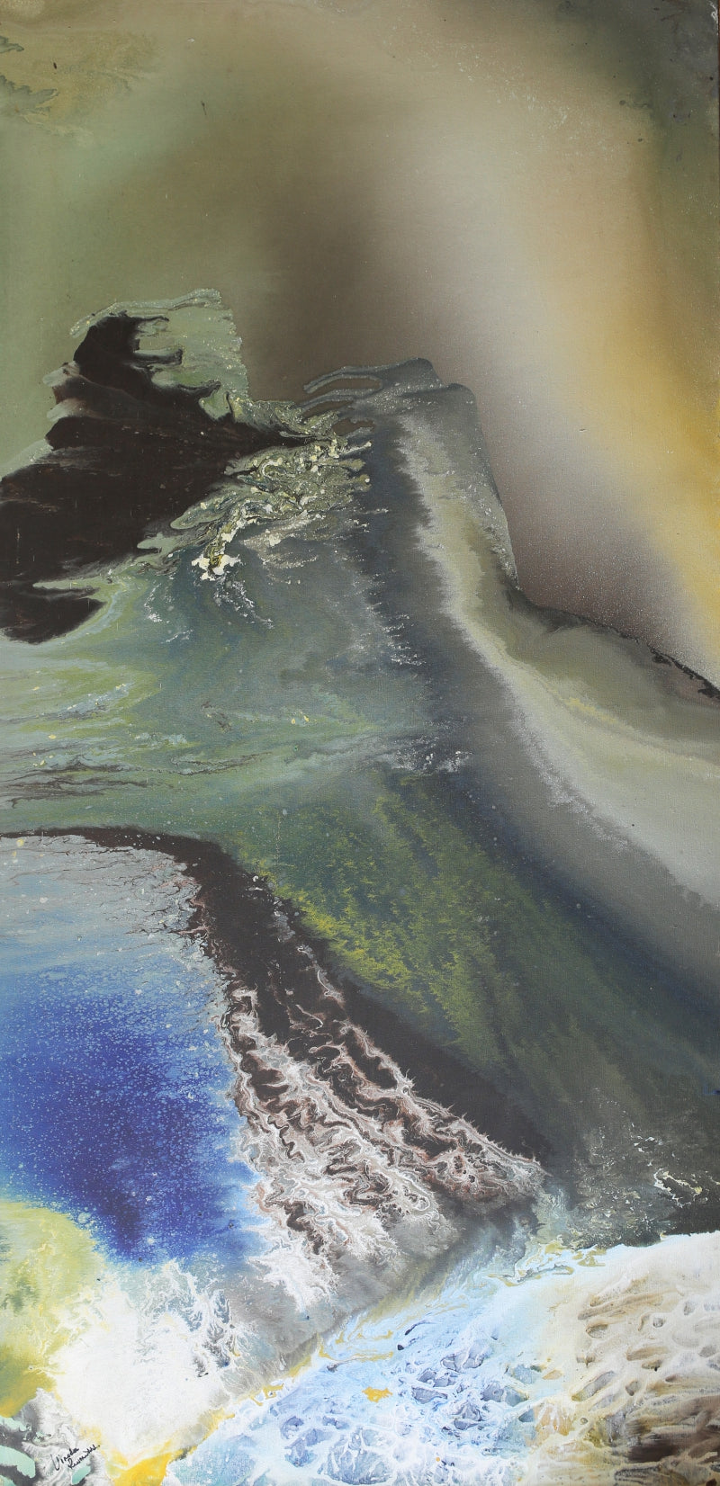 Depth' contemporary acrylic painting by artist Vinoda Revansiddaiah, 48x24 inch, on canvas