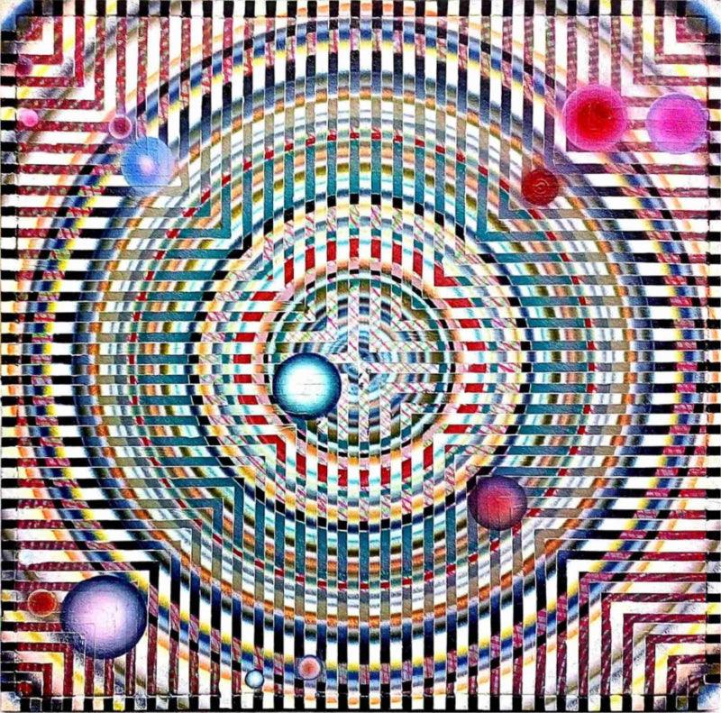 Abstract acrylic painting titled 'Design Surface', 12x12 inches, by artist Ghanshyam Gupta on Canvas