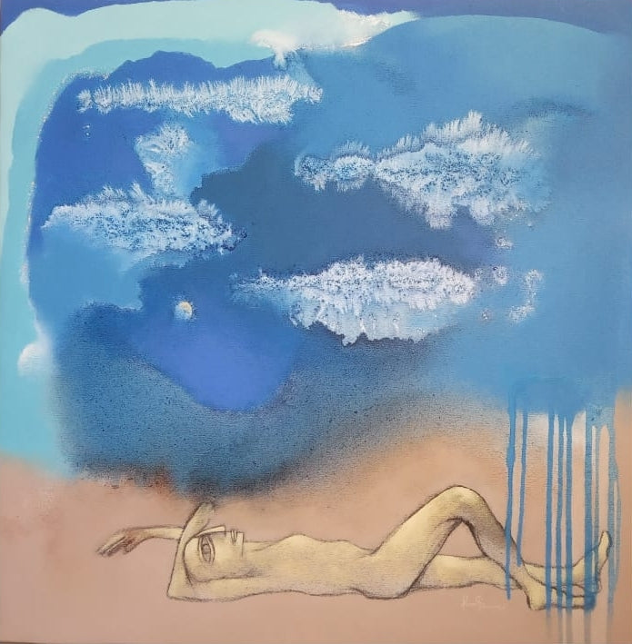 'Desire 12' contemporary acrylic painting by artist Pradip Kumar Sau, 30x30 inch, on canvas