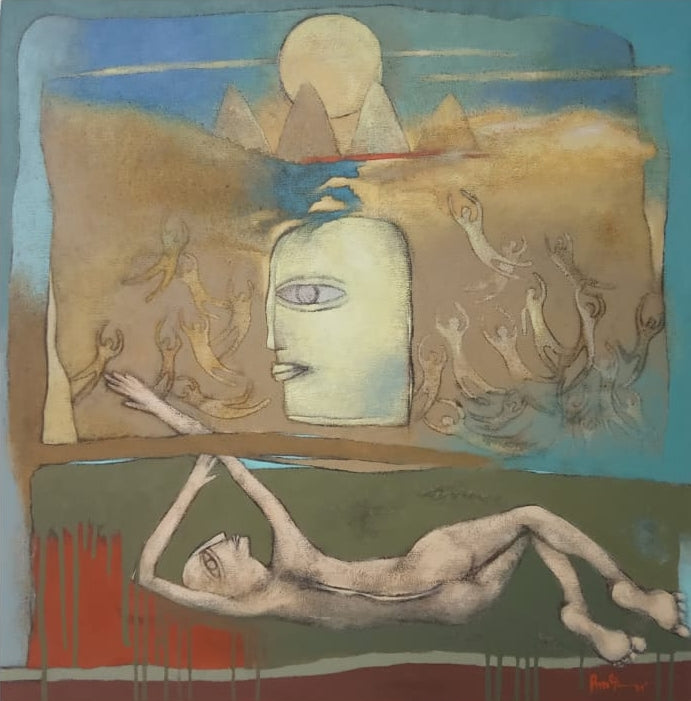 'Desire 15' contemporary acrylic painting by artist Pradip Kumar Sau, 30x30 inch, on canvas