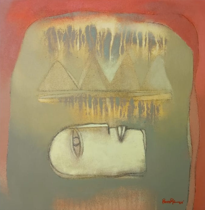 'Desire 4' contemporary acrylic painting by artist Pradip Kumar Sau, 20x20 inch, on canvas