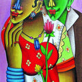 Figurative mixed media titled 'Desire 4', 10x20 inches, by artist Jyoti Hatarki on Canvas Board