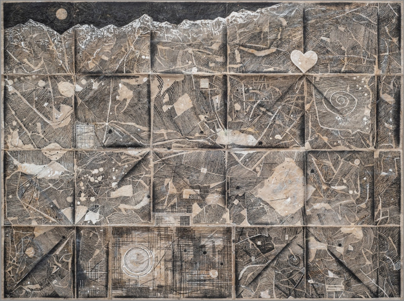 Destination Of Love' contemporary mixed-media painting by artist Palash Chandra Baidya, 36x48 inch, on handmade paper