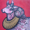 Deva Vahana' religious mixed-media painting by artist Mohit Bhardwaj, 24x24 inch, on canvas