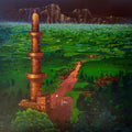 Cityscape acrylic painting titled 'Devagiri Fort', 36x36 inches, by artist Yogesh Lahane on Canvas