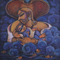 Devaki Nandan' religious acrylic painting by artist Manisha Srivastava, 30x30 inch, on canvas