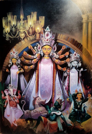 Devi' religious acrylic painting by artist Bappa Haldar, 60x44 inch, on canvas