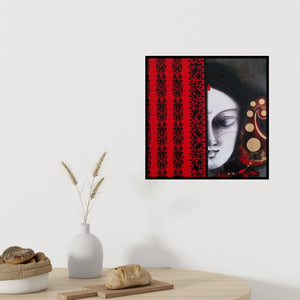 In-situ view of Uttara Joshi's 'Devi 32 (Duality of Tradition)' painting in a room