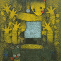 Religious mixed media painting titled 'Devi 6', 48x36 inches, by artist Basuki Dasgupta on Canvas