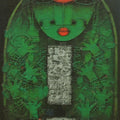 Religious mixed media painting titled 'Devi 7', 48x36 inches, by artist Basuki Dasgupta on Canvas