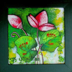 Devi (Serene Blossom) by Sharmi Dey, Original Acrylic Motivational Painting on Canvas, X-Small Square Wall Art