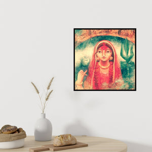 In-situ view of Indrani Acharya's 'Devi Ii' painting in a room