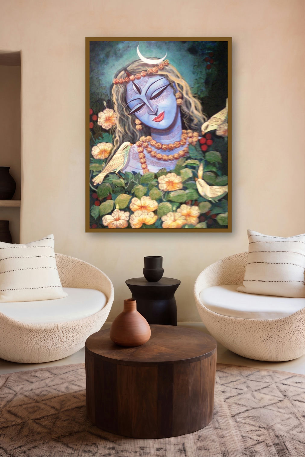 Devi Iii (Divine Union) by artist Devirani Dasgupta displayed in a Minimalist gallery