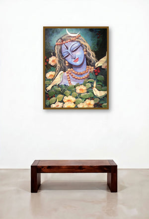 Devi Iii (Divine Union) by artist Devirani Dasgupta displayed in a Elegant Hotel Lobby