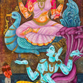 Devi Vasudha With Vishnu' religious acrylic painting by artist Vishal Sablley, 60x30 inch, on canvas