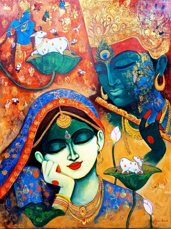 Devotion Of Krishna 15 Painting by Arjun Das | ArtZolo.com