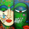 Religious acrylic painting titled 'Devotion Of Krishna 4', 36x24 inches, by artist Arjun Das on Canvas