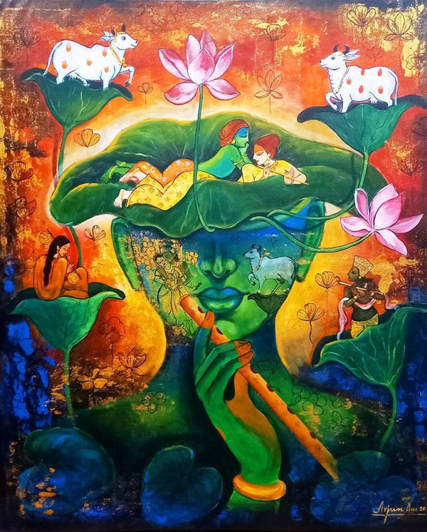 Devotion Of Krishna 5 Painting by Arjun Das | ArtZolo.com