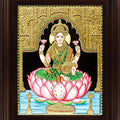 Religious tanjore traditional art titled 'Dhana Lakshmi Tanjore Painting 1', 24x18 inches, by artist Myangadi Tanjore on Plywood