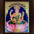 Religious tanjore traditional art titled 'Dhana Lakshmi Tanjore Painting 2', 24x18 inches, by artist Myangadi Tanjore on Plywood