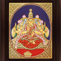 Religious tanjore traditional art titled 'Dhana Lakshmi Tanjore Painting 3', 24x18 inches, by artist Myangadi Tanjore on Plywood