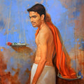 Figurative acrylic oil painting titled 'Dharma kata', 48x24 inches, by artist Amit Thombare on Canvas