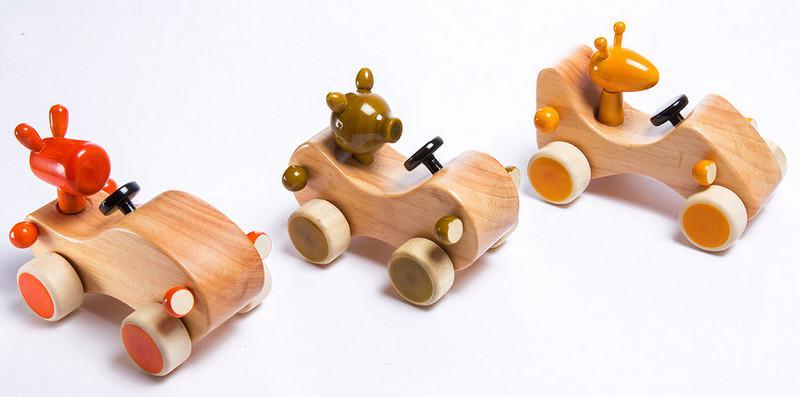 Animals craft titled 'Dhoom III Wooden Toy Cars', 5x3x3 inches, by artist Vijay Pathi on wood