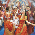 Dhunuchi' figurative acrylic painting by artist Tamali Das, 42x54 inch, on canvas