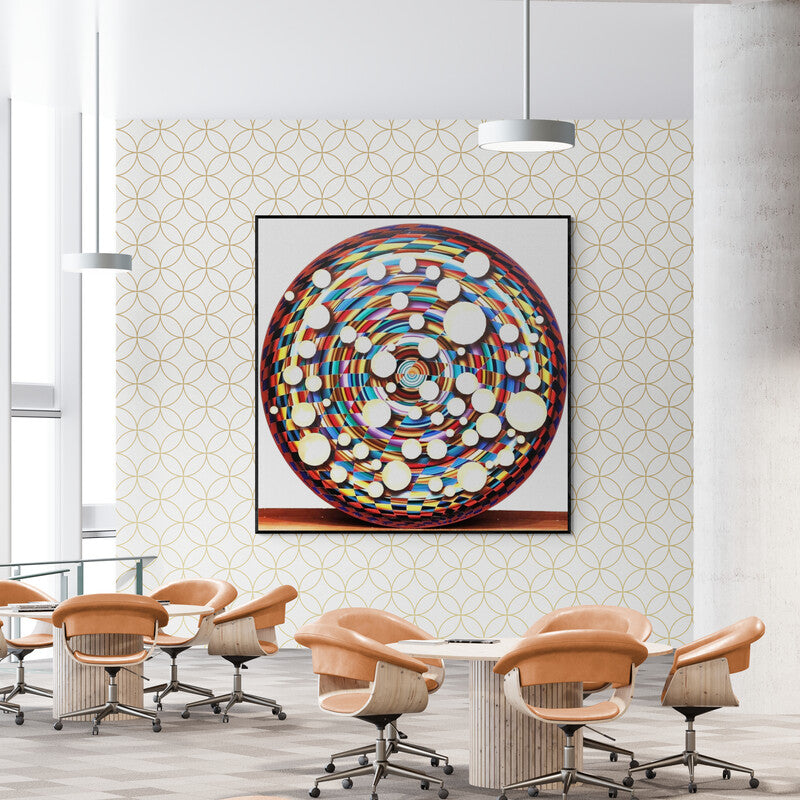 In-situ view of Ghanshyam Gupta's 'Dhyan (Celestial Tapestry)' painting in a room