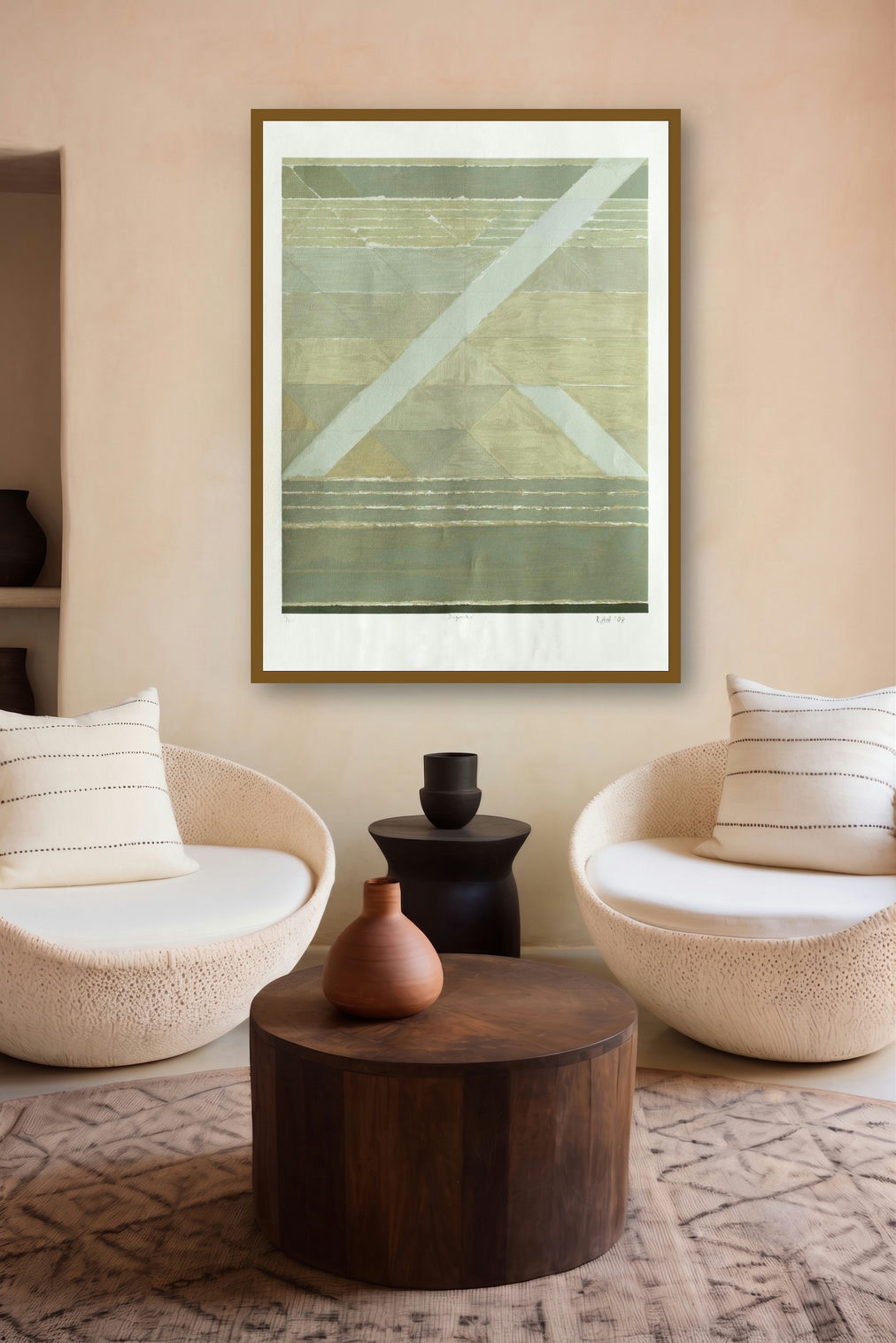 Diagonales by artist S H Raza displayed in a Indian Art gallery