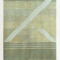 Abstract serigraphs painting titled 'Diagonales', 40x30 inches, by artist S. H. Raza on Paper