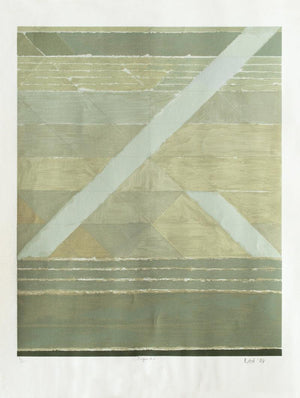 Diagonales by S H Raza, Serigraph Serigraphs Abstract Painting on Paper, Medium Vertical Wall Art