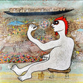 Dialogue With Nature 2' contemporary acrylic-ink painting by artist Poonam Kishor, 12x12 inch, on canvas