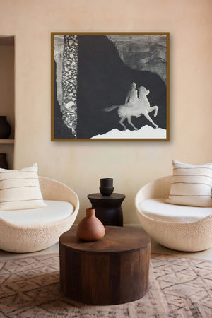 Dialogue On The Secrets (Riders in the Night) by artist Sudeep Kumar Bashyal displayed in a Contemporary gallery
