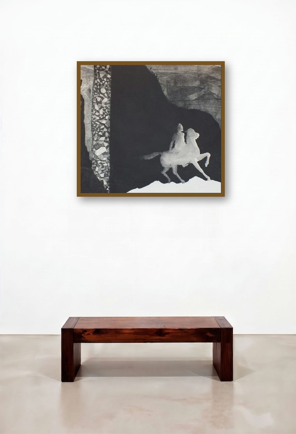 Dialogue On The Secrets (Riders in the Night) by artist Sudeep Kumar Bashyal displayed in a Modern Living Room