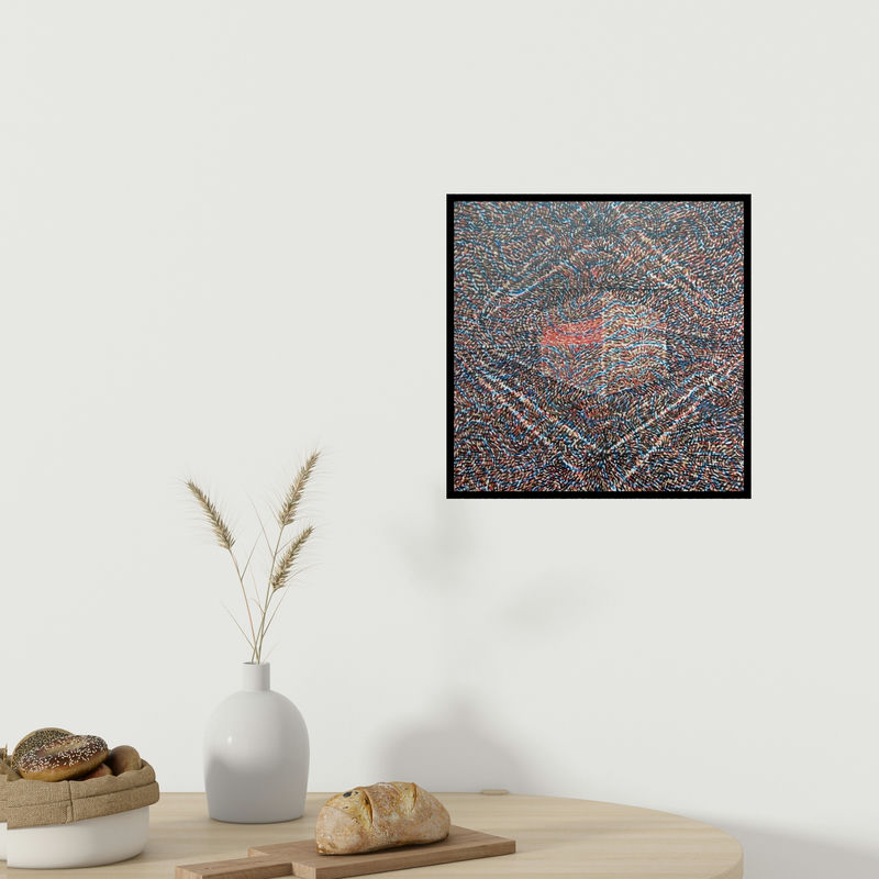 In-situ view of Amit Kshirsagar's 'Dimension (Interwoven Threads)' painting in a room