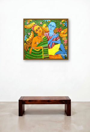 Discussion (Together) by artist V V Swamy displayed in a Classic Home Office
