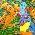 Figurative acrylic painting titled 'Discussion', 14x18 inches, by artist V.v. Swamy on Canvas