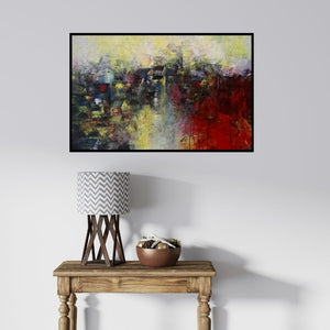 In-situ view of M Singh's 'Distant View Of A Village (Urban Landscape)' painting in a room