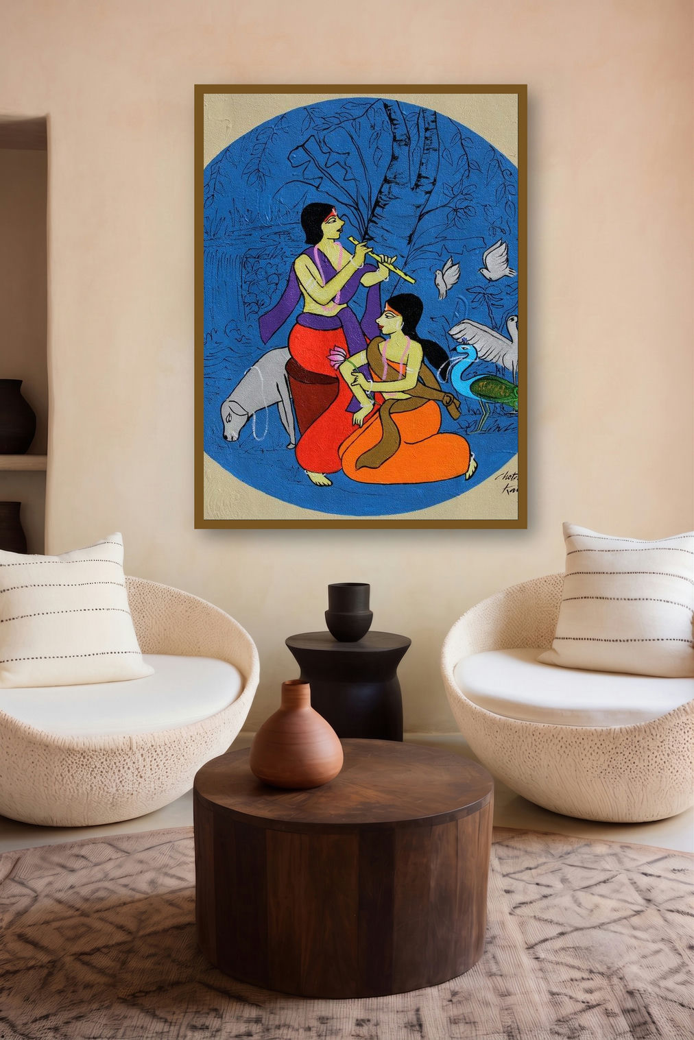 Divine (The Flute Player) by artist Chetan Katigar displayed in a Curated gallery