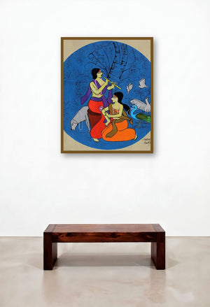 Divine (The Flute Player) by artist Chetan Katigar displayed in a Boutique Hotel Style Penthouse