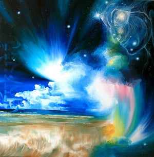 Divine Creation I by Drishti Vohra, Original Acrylic Fantasy Painting on Canvas, Large Square Wall Art