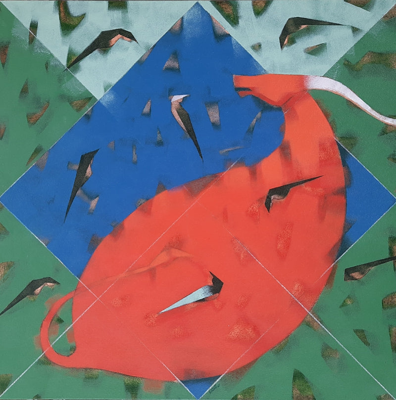 'Divine Energy With Nature 3' abstract acrylic painting by artist Vikrant Bothare, 24x24 inch, on canvas