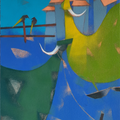 Divine Energy With Nature by Vikrant Bothare, Original Acrylic Abstract Painting on Canvas, Large Vertical Wall Art