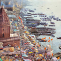 'The Divine Expanse' religious watercolor painting by artist Ramesh Jhawar, 29x42 inch, on paper
